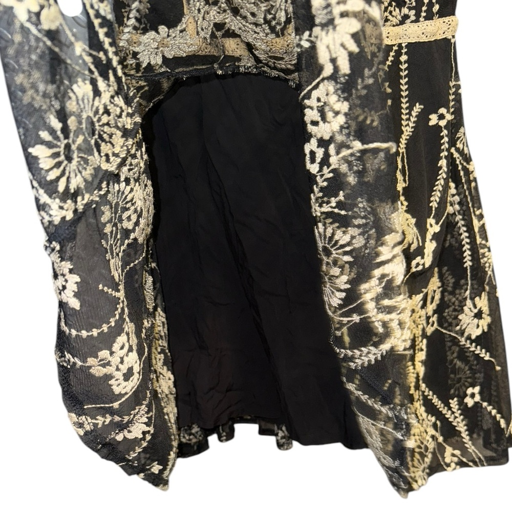 Free People Black and Ivory Women’s Burnout Style Lace Embroidered Dress - Picture 8 of 8